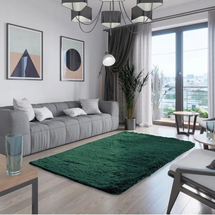 Dywan do salonu zielony shaggy 120x170 cm